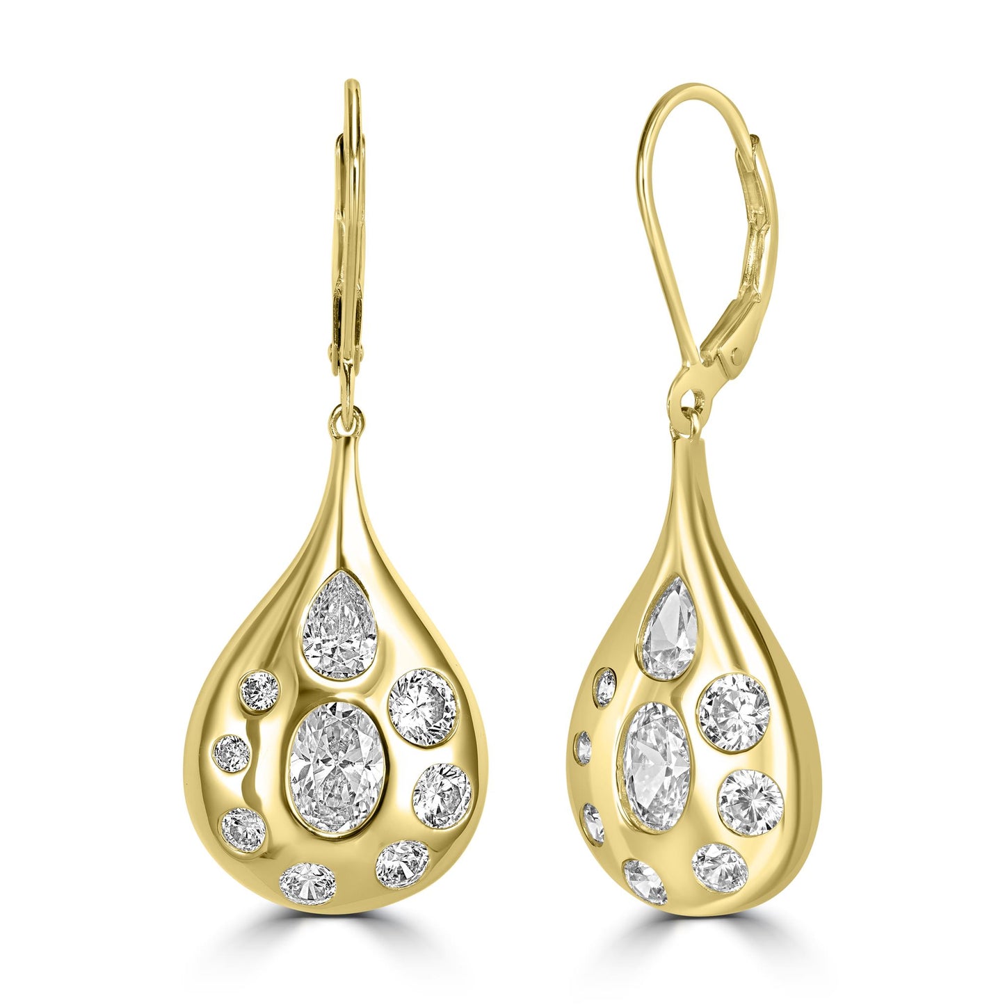 Kathy Levine 14K Gold-Plated Sterling Silver Cubic Zirconia Multi-Shape Teardrop Dangle Earrings