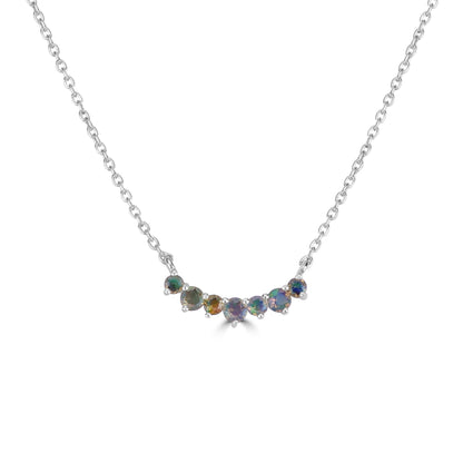 Gemistry Grace Round Opal Curved Bar Necklace with 18 Inch Cable Chain-1