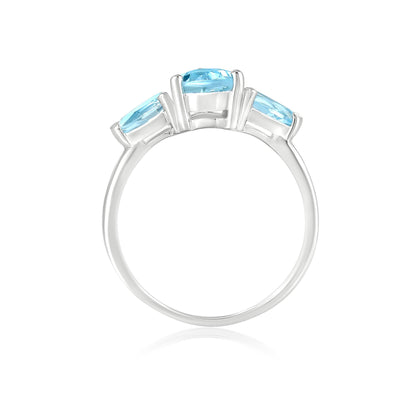 Sterling Silver Blue Topaz 3-Stone Pear-Cut Ring, Sizes 7 to 9