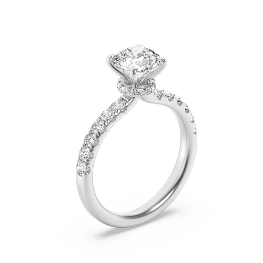 14K White Gold Lab Grown Diamond 1.50 CTTW Round Cut Center Stone Ring