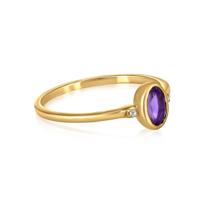 Kate 14k Gold over Sterling Silver Amethyst Gemstone Stackable Oval Ring