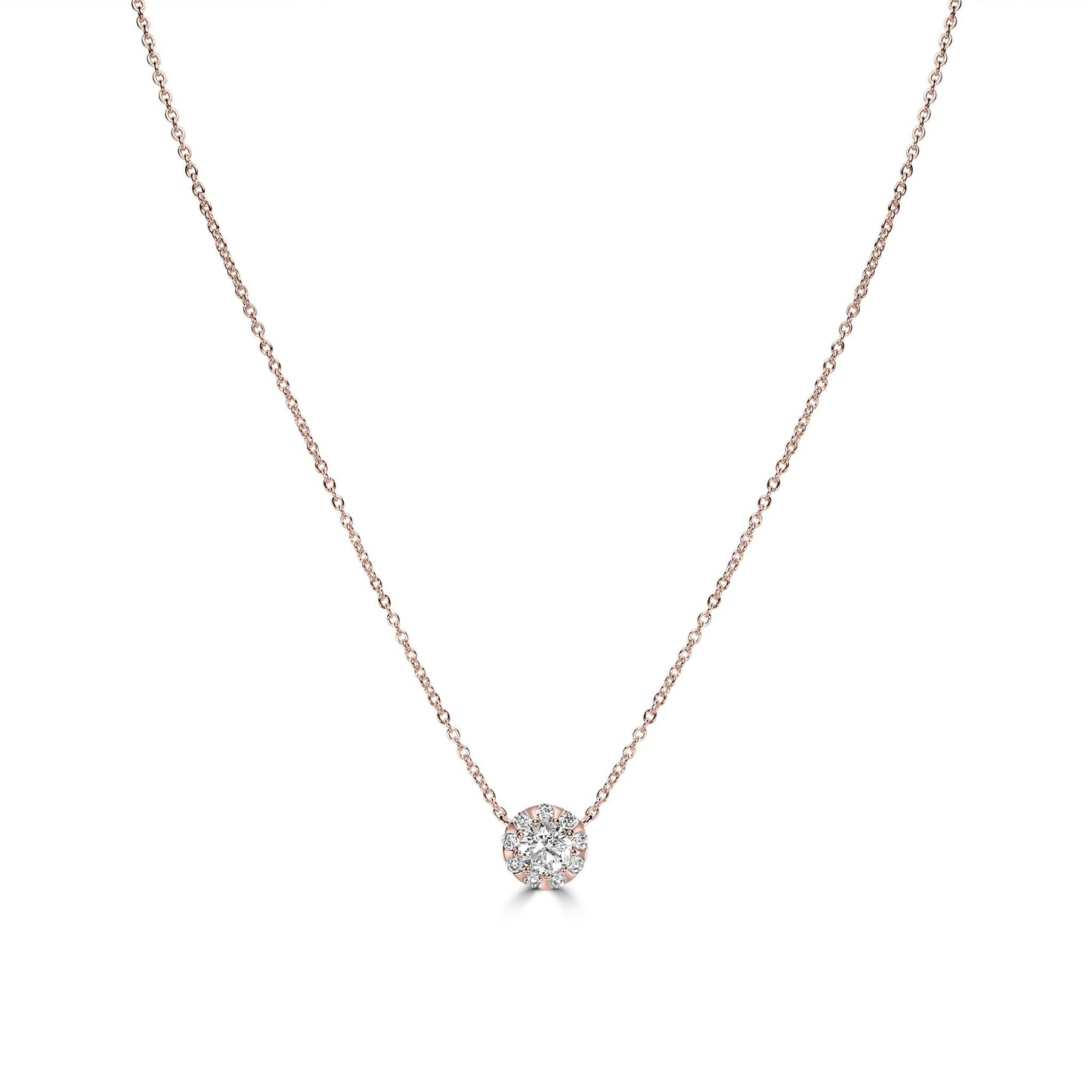 Kathy Levine Rose Gold-Plated Sterling Silver Cubic Zirconia Halo Necklace