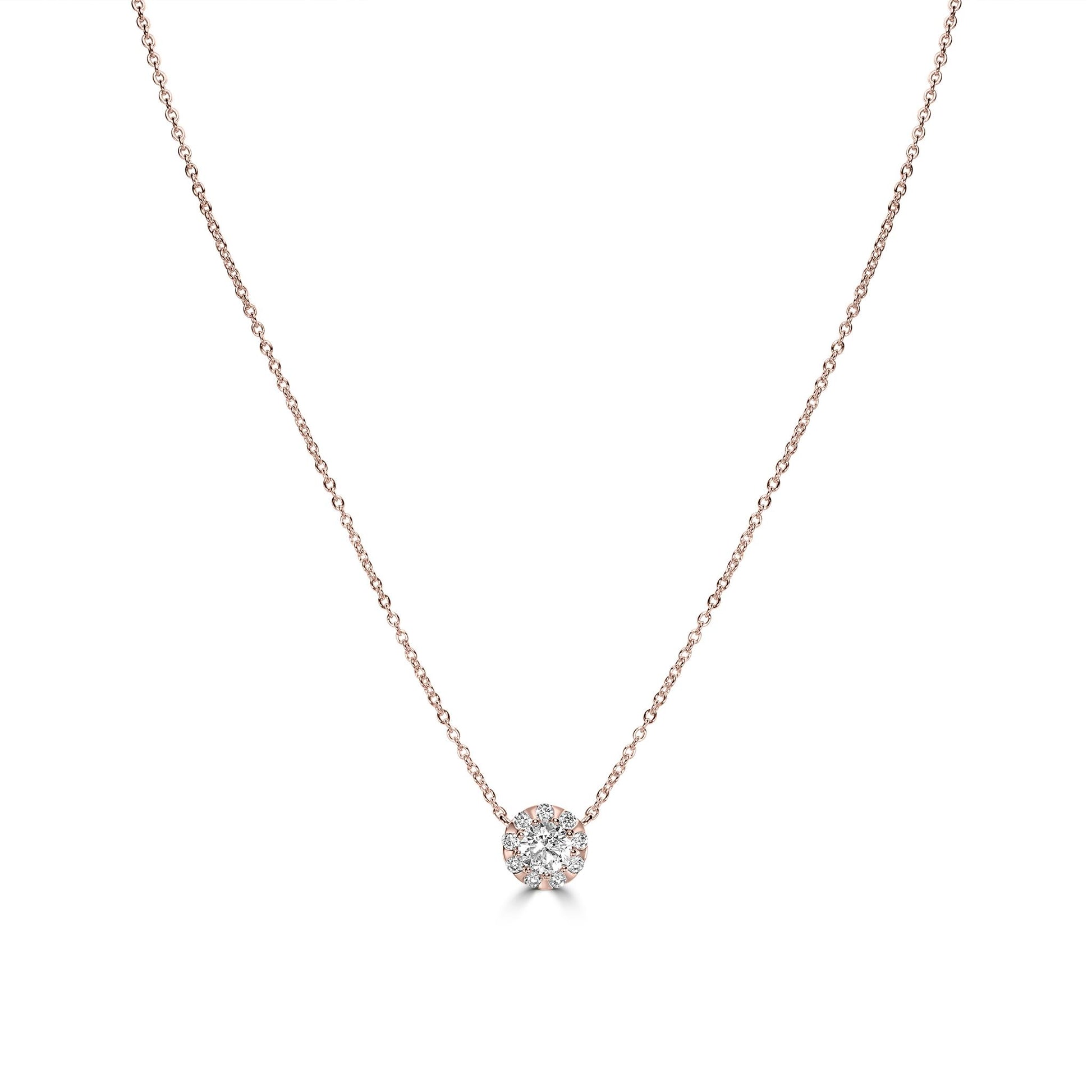 Kathy Levine Rose Gold-Plated Sterling Silver Cubic Zirconia Halo Necklace