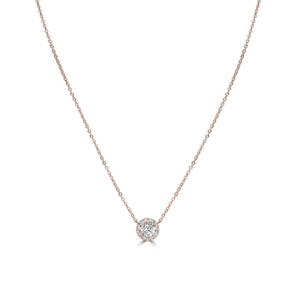 Kathy Levine Rose Gold-Plated Sterling Silver Cubic Zirconia Halo Necklace