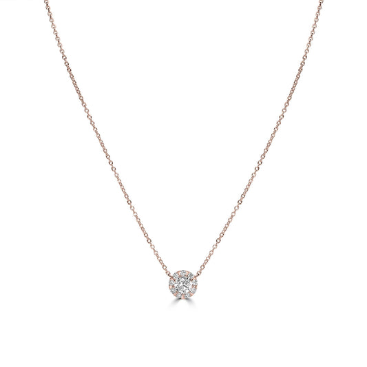 Kathy Levine Rose Gold-Plated Sterling Silver Cubic Zirconia Halo Necklace