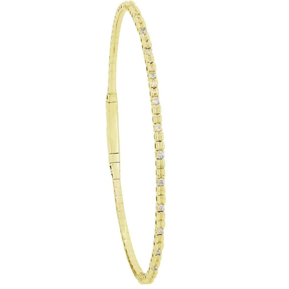 14K Gold 0.24 Carat Round Diamond Bangle Bracelet