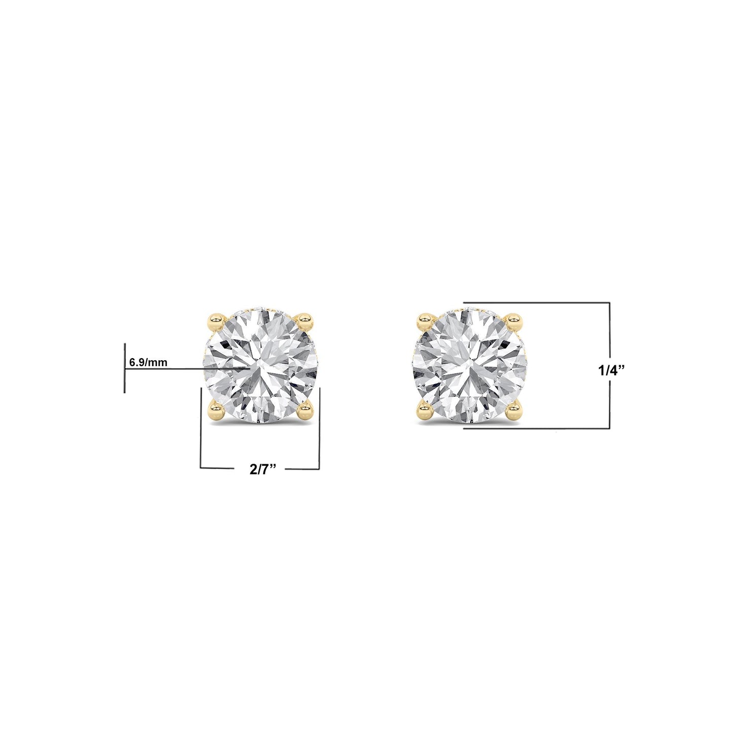 14K Gold 3.0 CTTW Lab Grown Diamond Stud Earrings