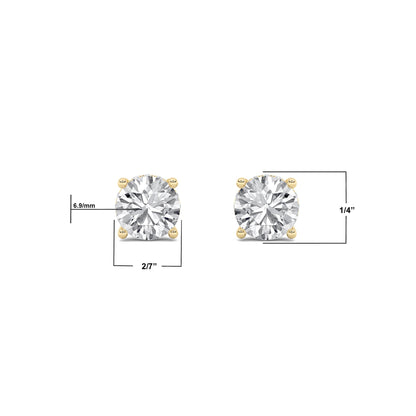 14K Gold 3.0 CTTW Lab Grown Diamond Stud Earrings