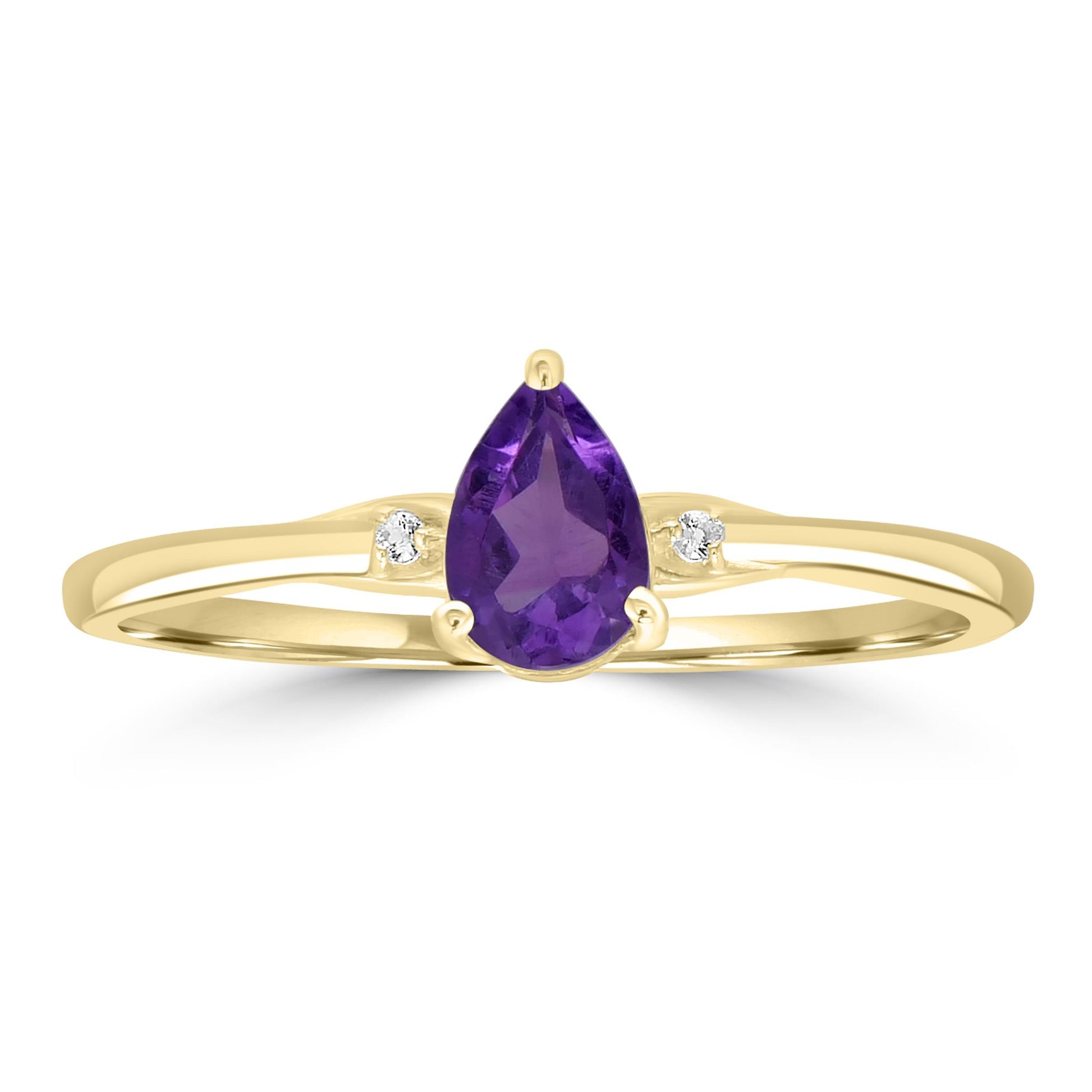 Dew 14k Gold over Sterling Silver Amethyst Gemstone Stackable Pear Ring