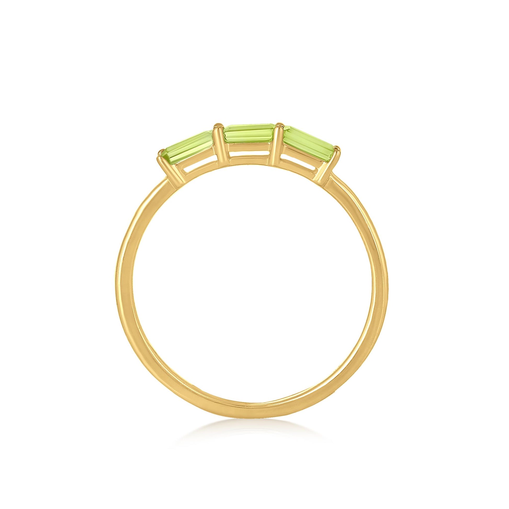 Heidi 14k Gold over Sterling Silver Peridot Gemstone Stackable 3-Stone Baguette Ring