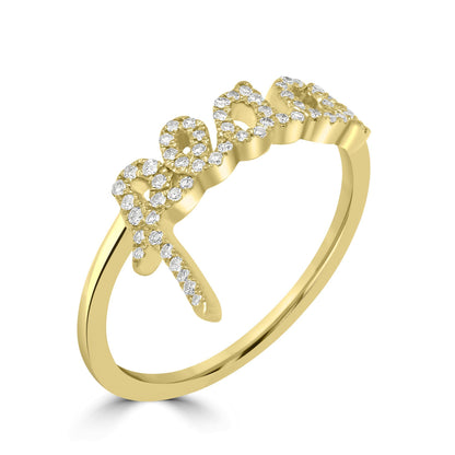 14K Gold Round Diamond Peace Ring, .16 Carats, Sizes 6 to 8