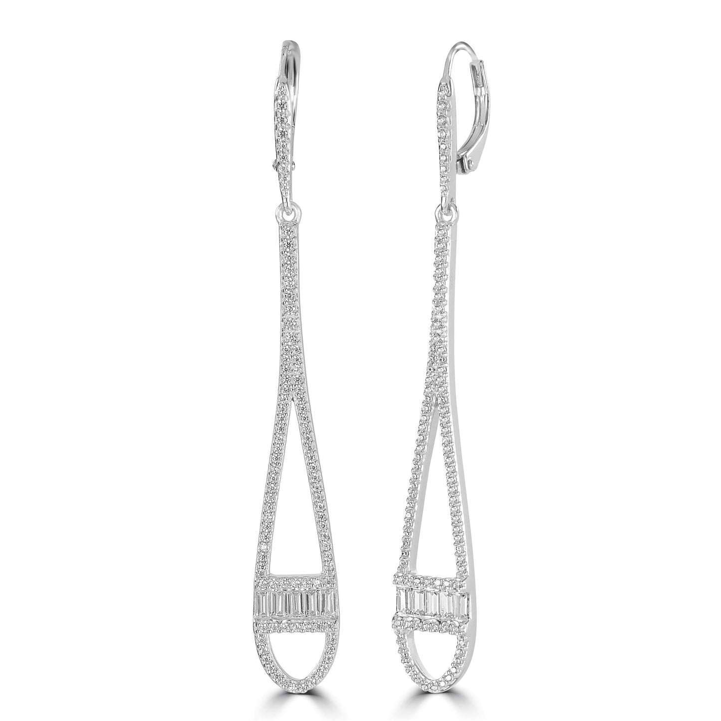 Gemistry Judy Crowell Jewelry Sterling Silver Long Teardrop Cubic Zirconia Leverback Earrings