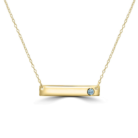 Gemistry Audrey Round Genuine Blue Topaz Asymmetrical Bar Necklace