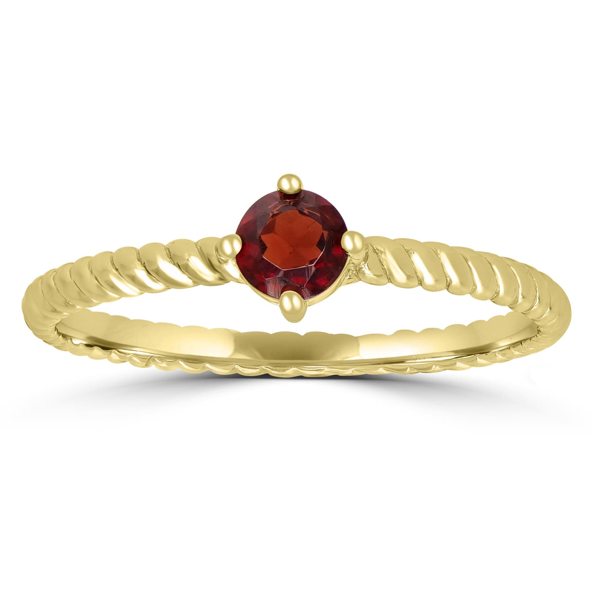 Scarlett 14k Gold Round Solitaire Garnet Gemstone Stackable Ring