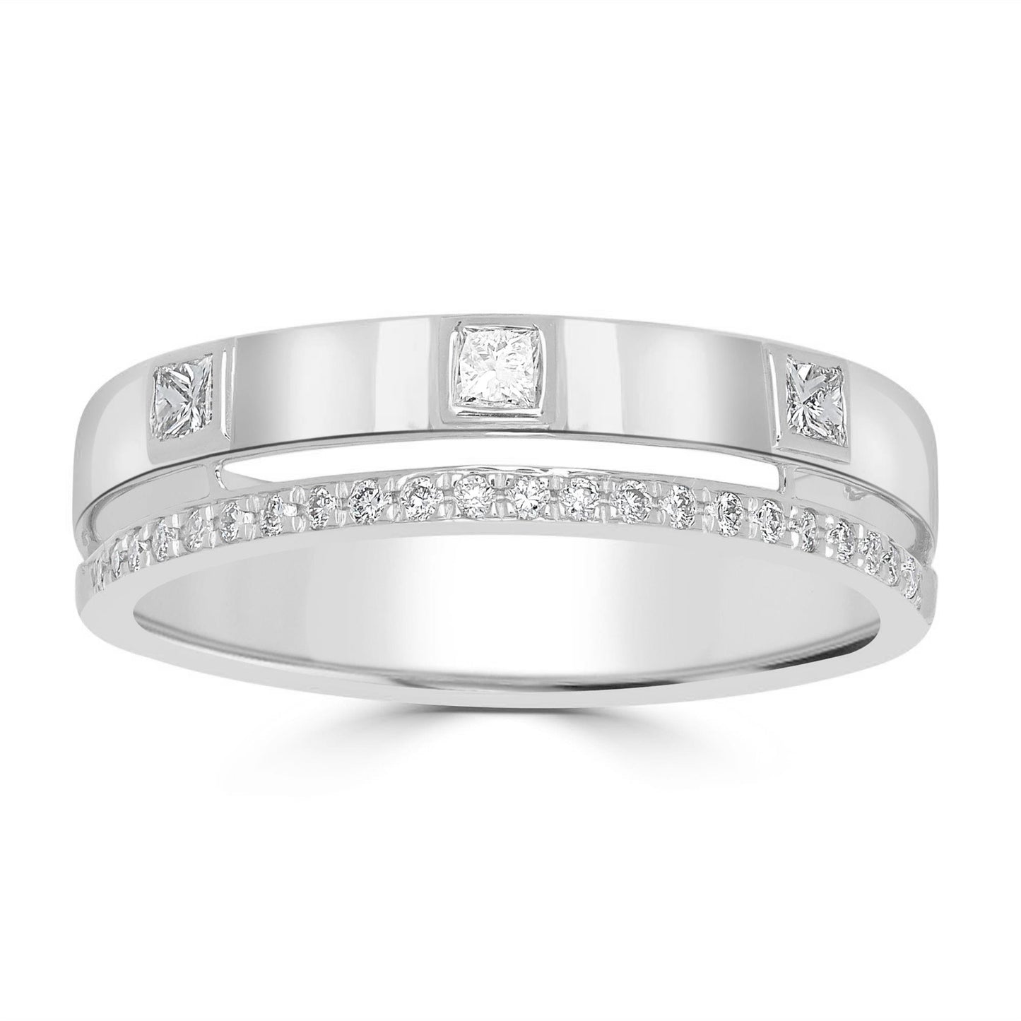 14K White Gold Round Diamond Band Ring, .24 Carats, Sizes 6 to 8