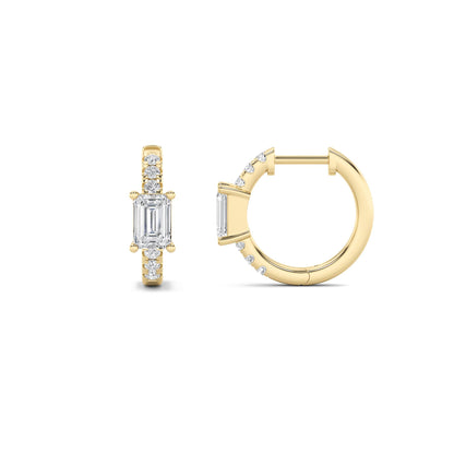 14K Gold 1.5 CTTW Lab Grown Diamond Emerald Cut Hoop Earrings