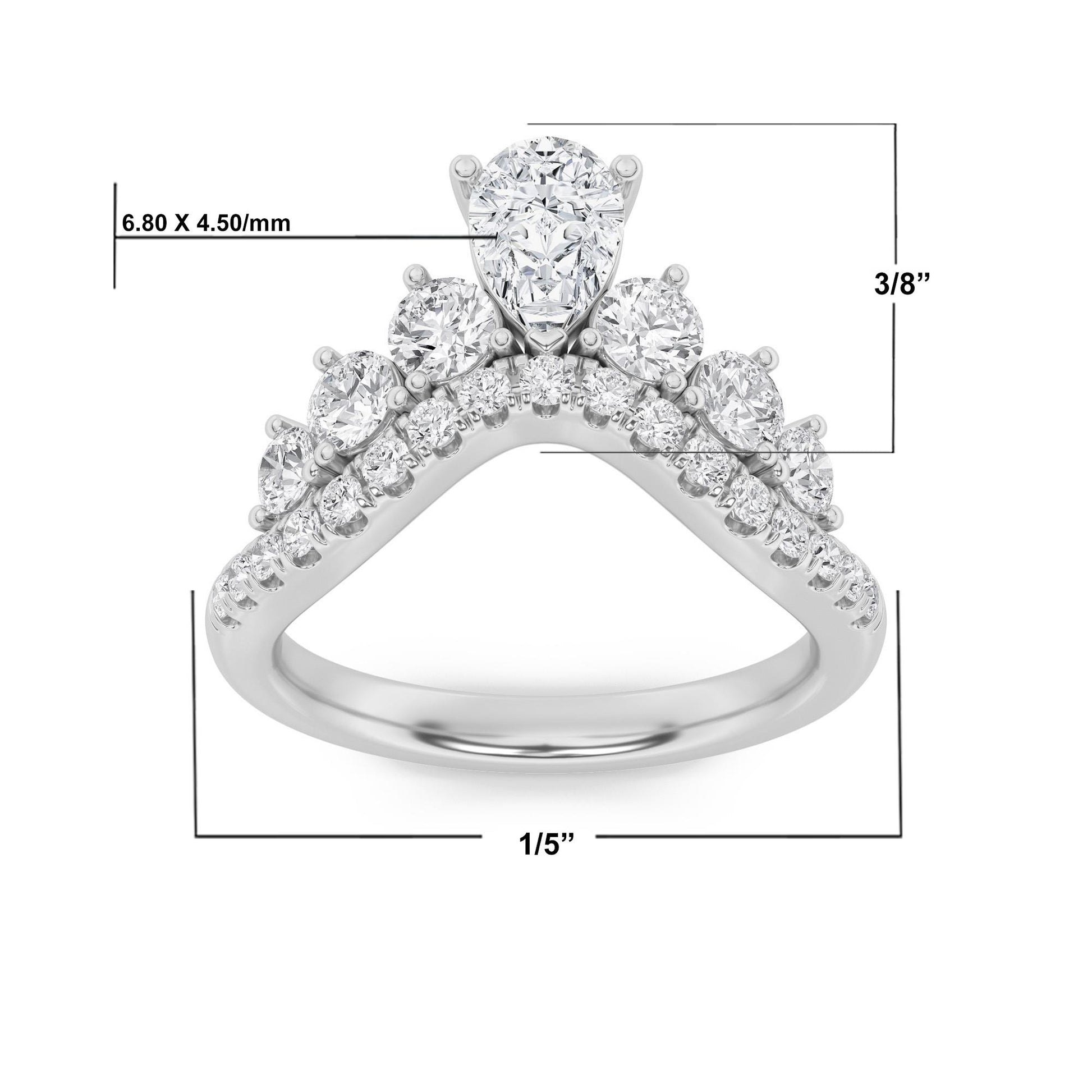 14K White Gold Lab Grown Diamond 1.50 CTTW Pear Cut Center Multi-Stone Ring
