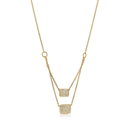 Gemistry 14K yellow gold 0.29 Ct Round Diamond Rectangular Charm Necklace(GH Color, SI1 Clarity)