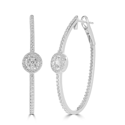 Gemistry Judy Crowell Jewelry Sterling Silver Cubic Zirconia Halo Cubic Zirconia Hoop Earrings