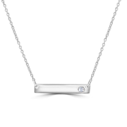 GEMISTRY 925 Sterling Silver Bar Necklace with Genuine Aquamarine Stone For Women With 16 + 4 Inch Extender Cable Chain Birthstone Jewelry Gift For Her Birthday|Wedding|Anniversary