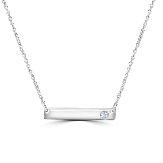 Sterling Silver Aquamarine Bar Necklace, 16 to 20 Inches