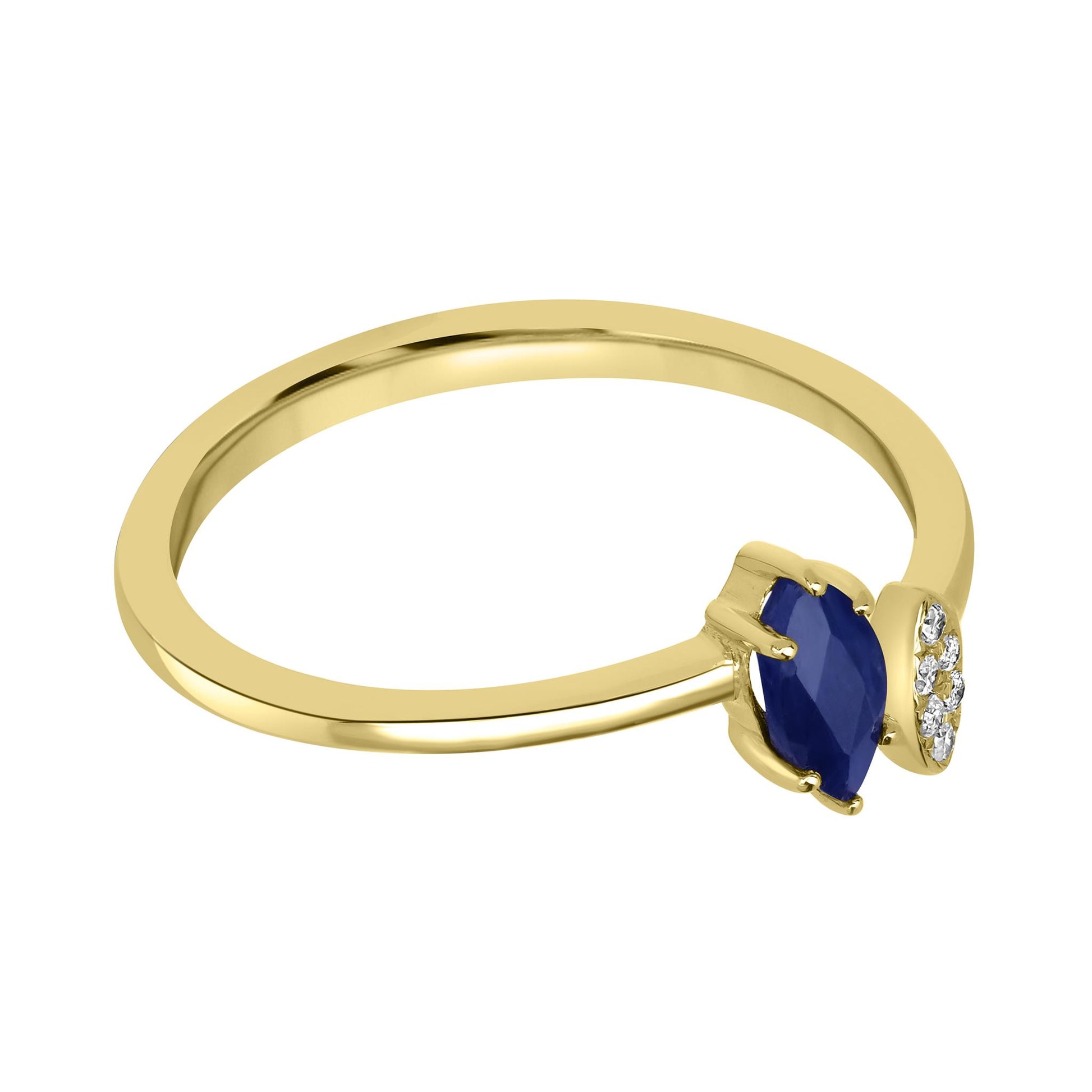 Clara 14k Gold Blue Sapphire Gemstone Bypass Stackable Ring