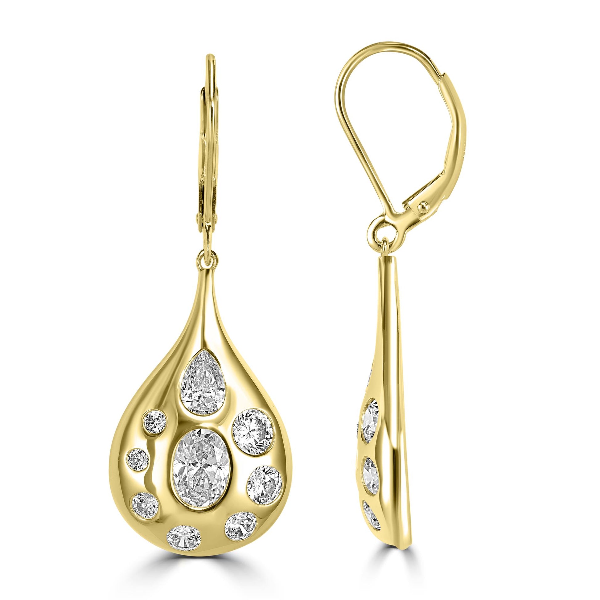 Kathy Levine 14K Gold-Plated Sterling Silver Cubic Zirconia Multi-Shape Teardrop Dangle Earrings