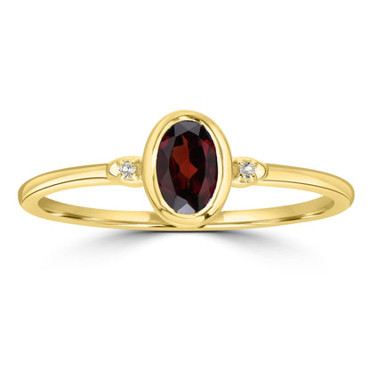 Kate 14k Gold over Sterling Silver Garnet Gemstone Stackable Oval Ring