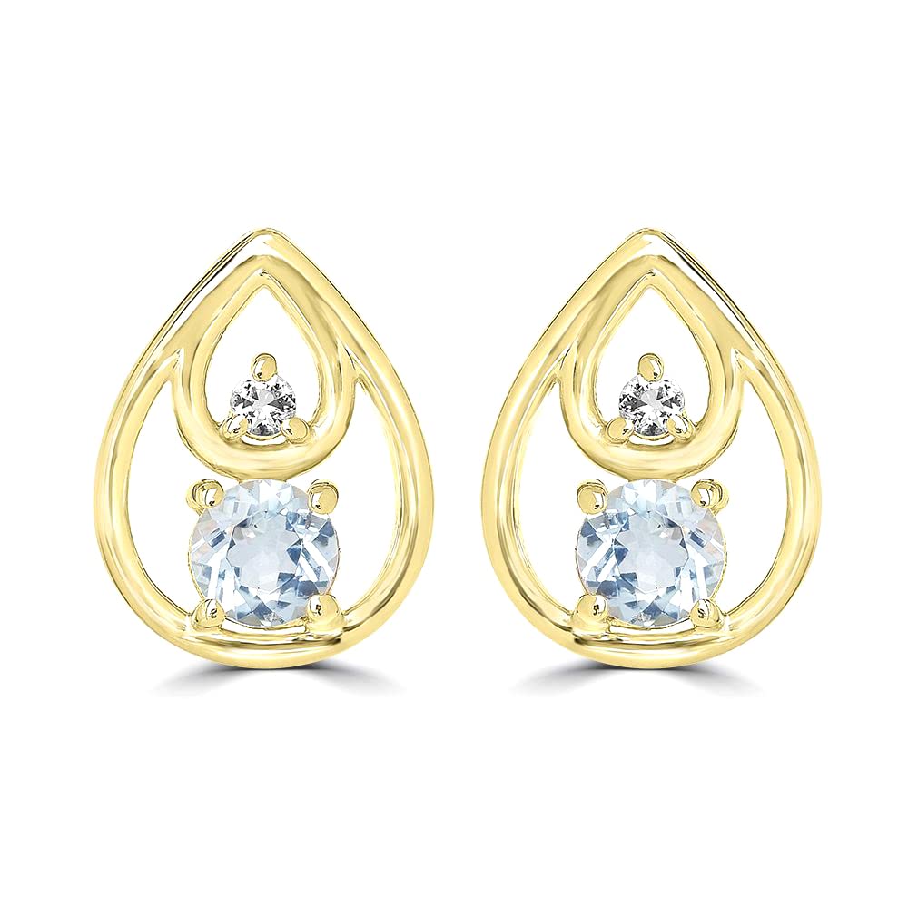 Gemistry 14K Gold Over 925 Sterling Silver Round Blue & White Topaz Stud Earrings