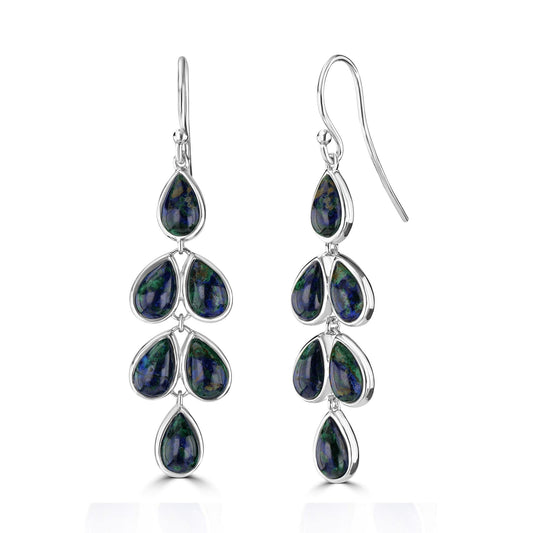 Gemistry "GG Collection" Pear Cabochon Gemstone Drop Earrings in Sterling Silver