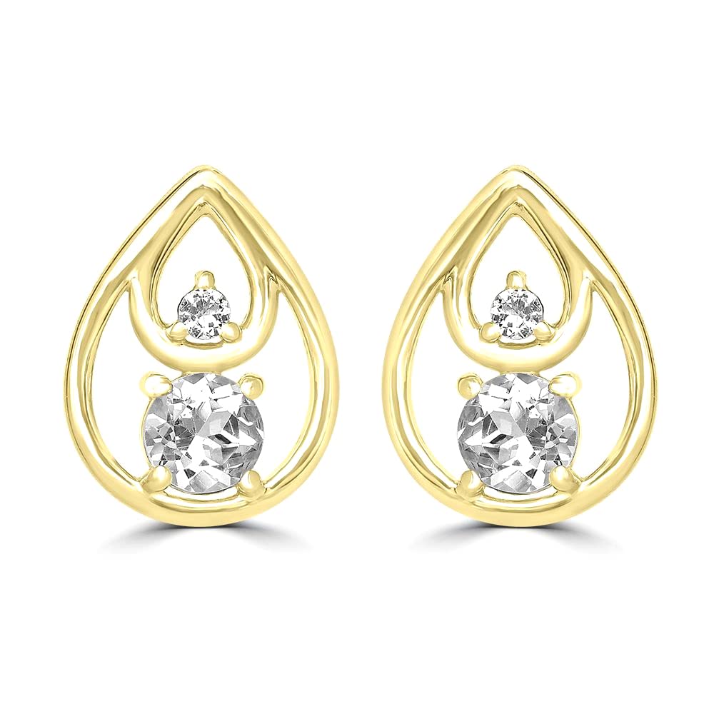 Gemistry 14K Gold Over 925 Sterling Silver Round White Topaz Stud Earrings