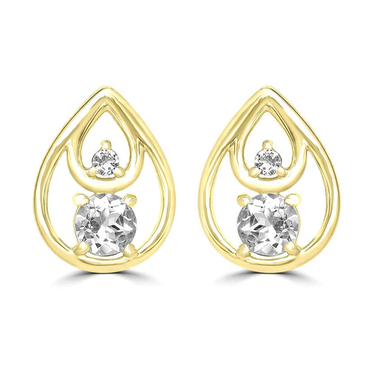 Gemistry 14K Gold Over 925 Sterling Silver Round White Topaz Stud Earrings