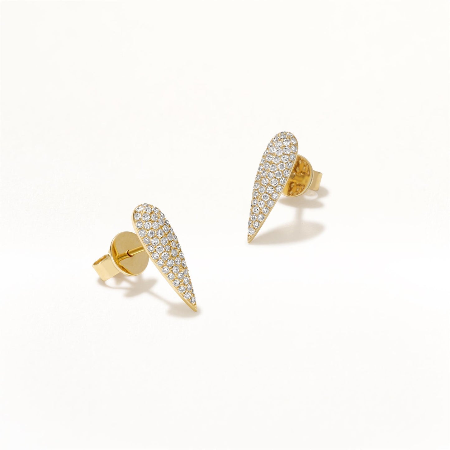 14K Gold 0.42 Carat Round Diamond Elongated Pear Stud Earrings