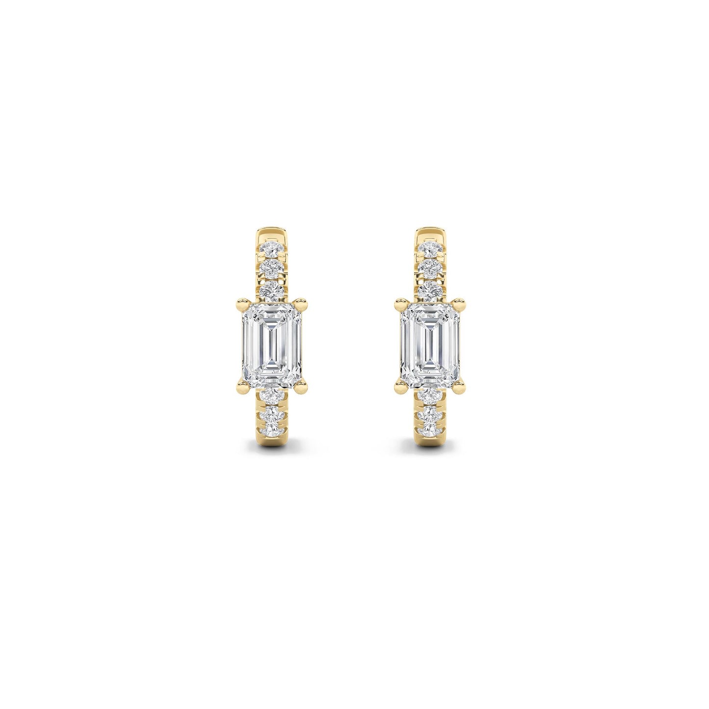 14K Gold 1.5 CTTW Lab Grown Diamond Emerald Cut Hoop Earrings