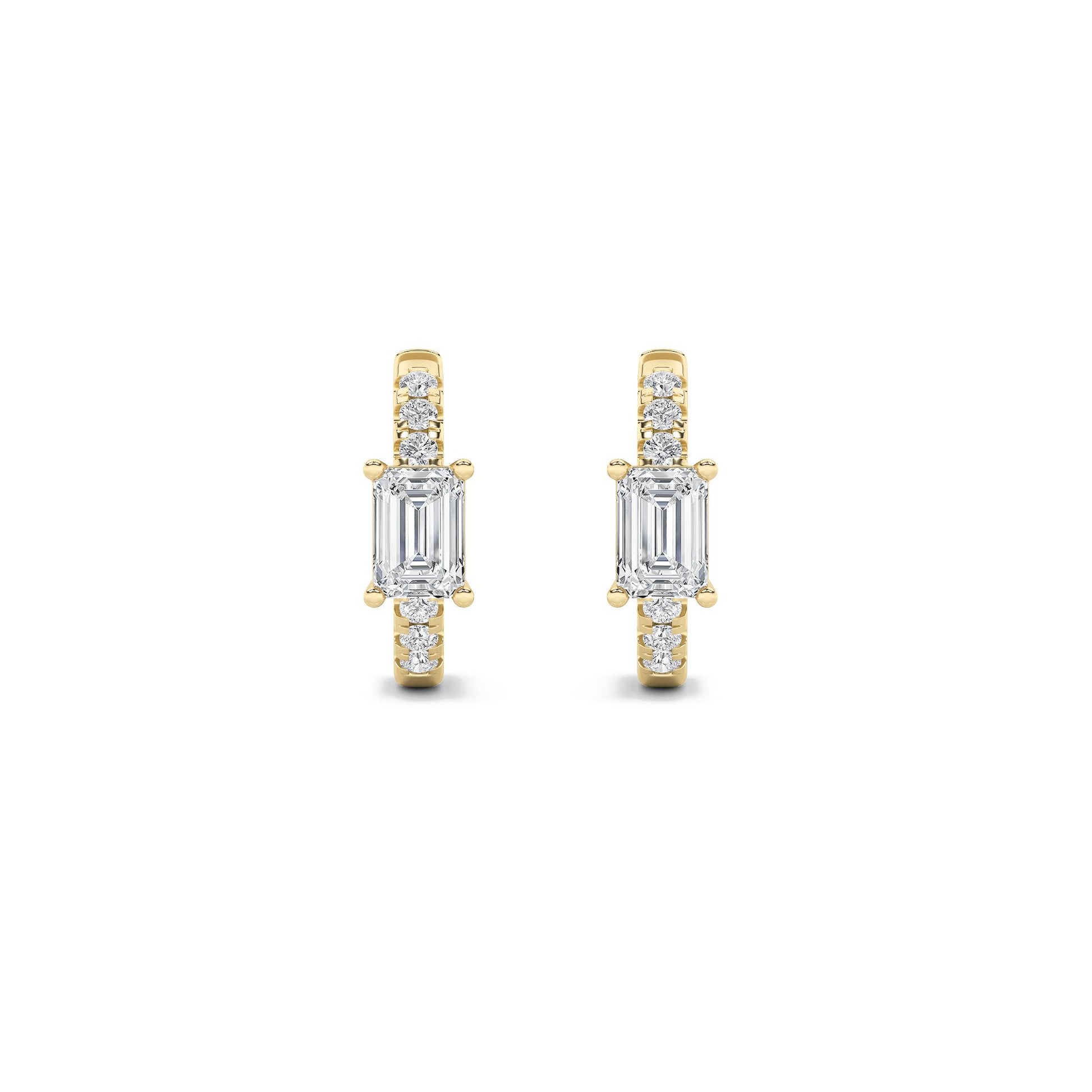 14K Gold 1.5 CTTW Lab Grown Diamond Emerald Cut Hoop Earrings