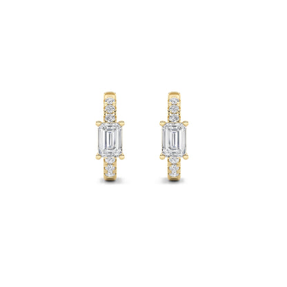 14K Gold 1.5 CTTW Lab Grown Diamond Emerald Cut Hoop Earrings