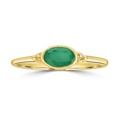 East-West 14K Gold Over Sterling Silver Emerald Stackable Solitaire Bezel Ring, Sizes 6 to 8