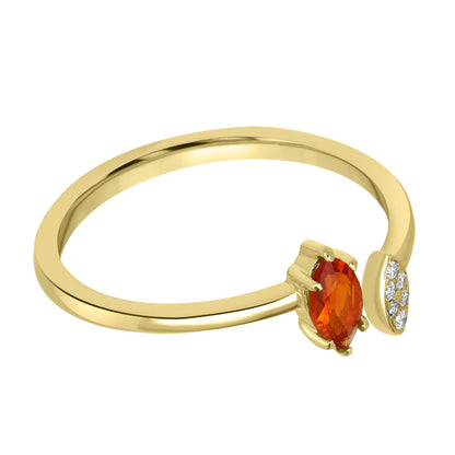 Clara 14k Gold Fire Opal Gemstone Bypass Stackable Ring