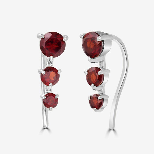 Sterling Silver Garnet Gemstone Stud Earrings