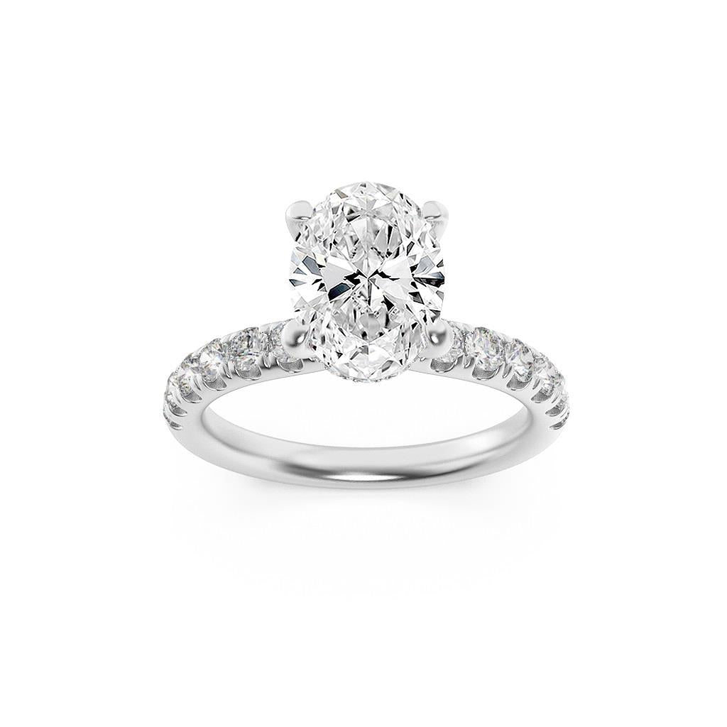 14K White Gold Lab Grown Diamond 2.0 CTTW Oval Cut Center Stone Ring