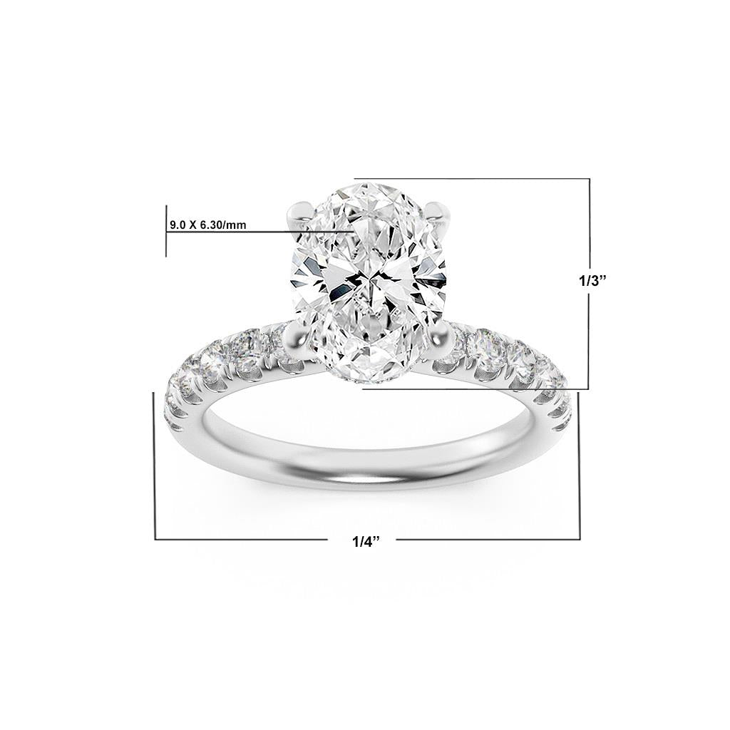 14K White Gold Lab Grown Diamond 2.0 CTTW Oval Cut Center Stone Ring