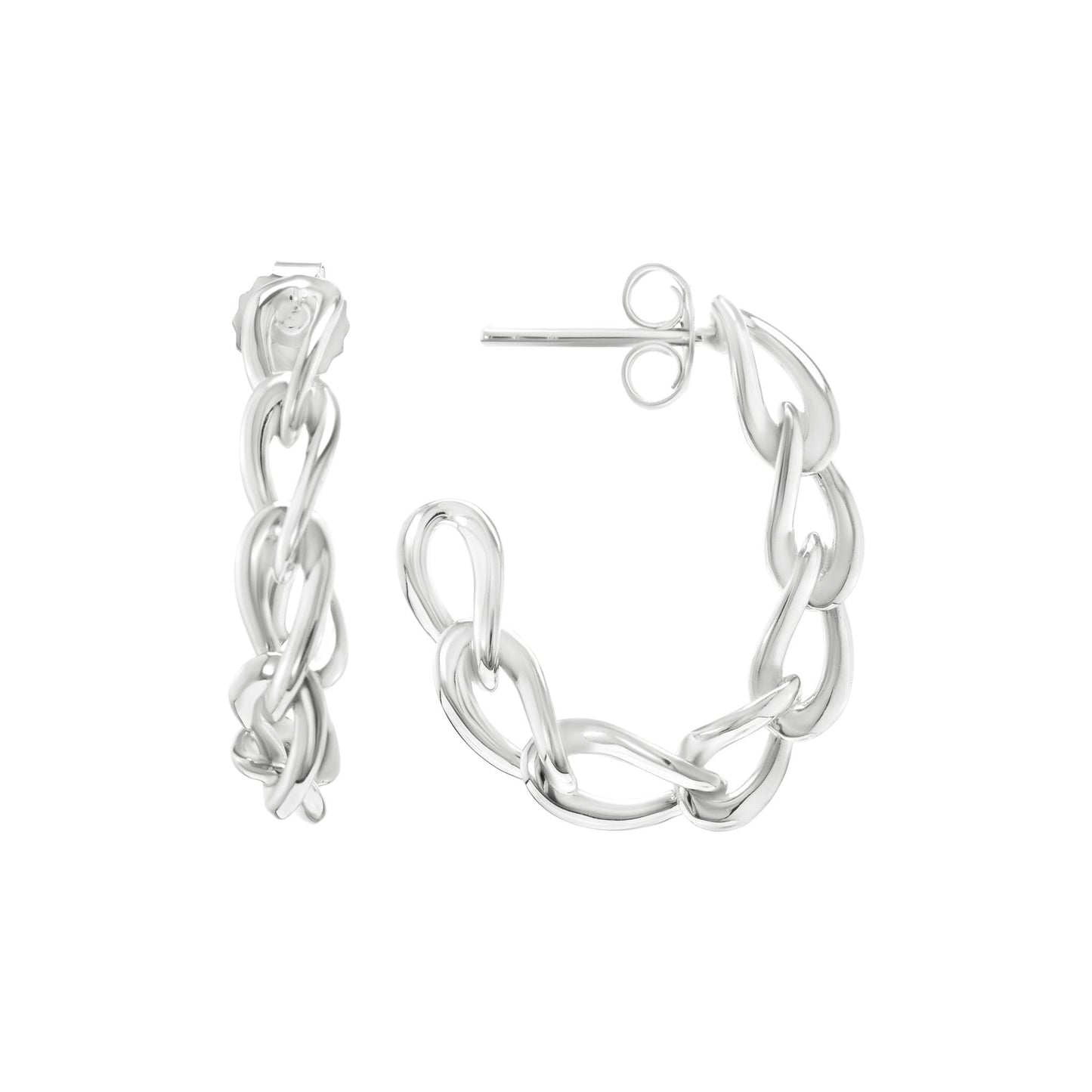 Judy Crowell Jewelry Sterling Silver Chain Link Hoop Earrings