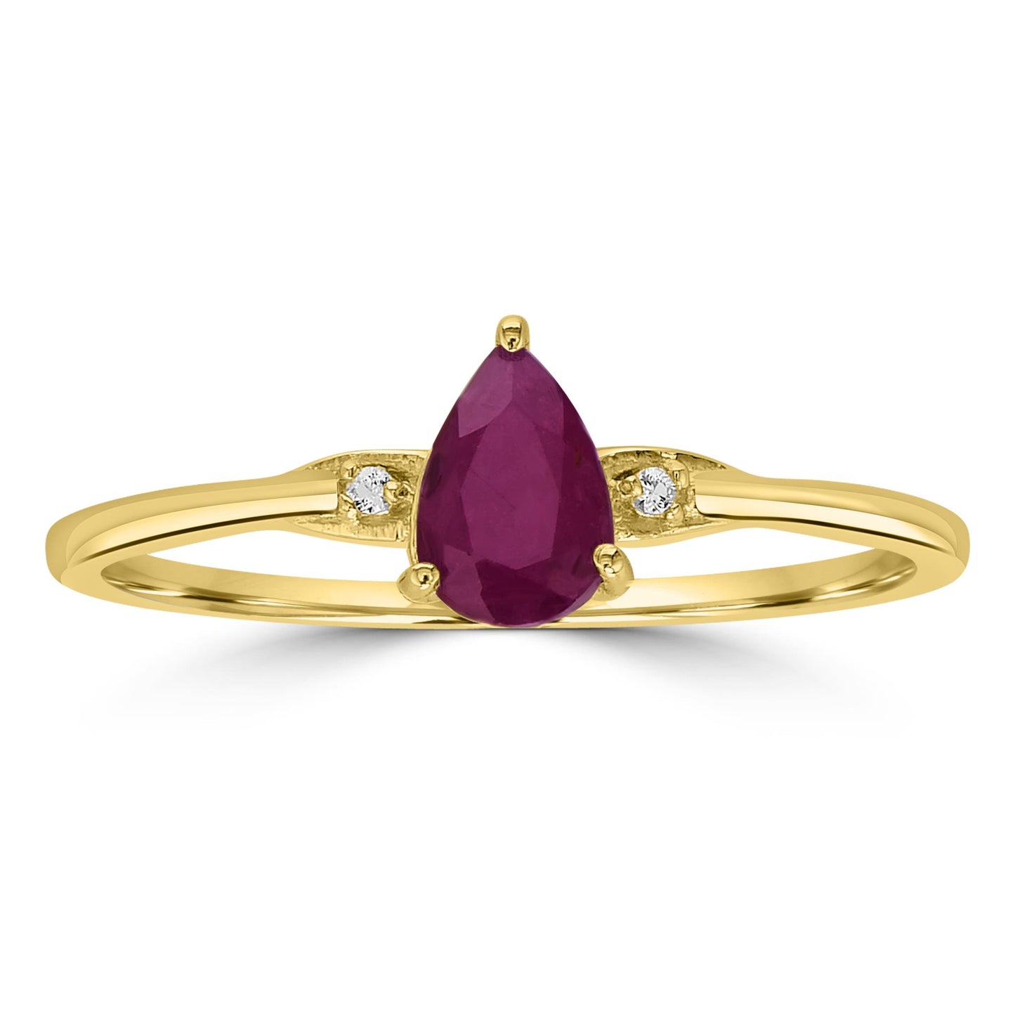 Dew 14K Gold Over Sterling Silver Ruby and White Topaz Stackable Pear Ring, Sizes 6 to 8