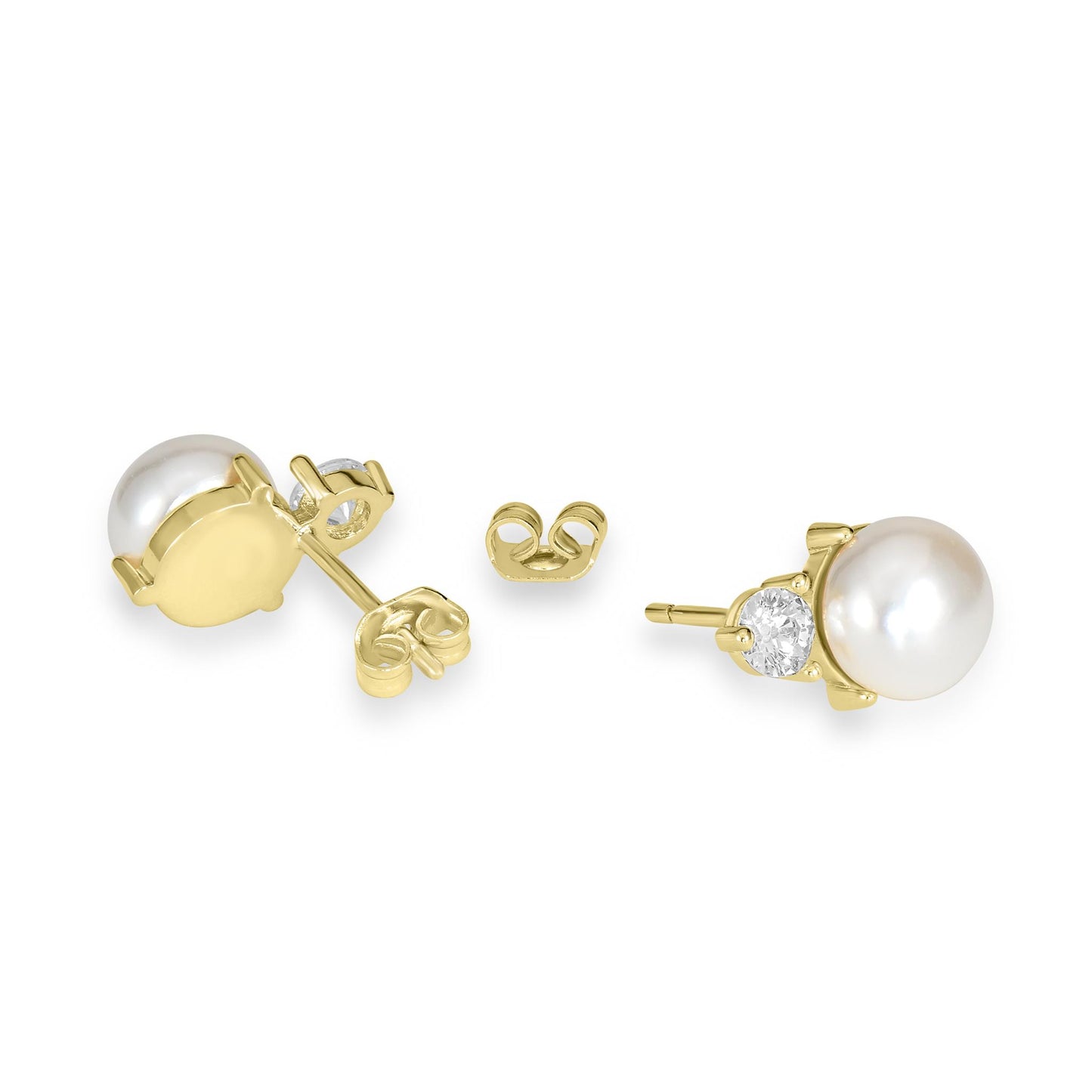 Bob Mackie Jewelry 14K Gold Over Brass Synthetic Pearl White Cubic Zirconia Stud Earrings