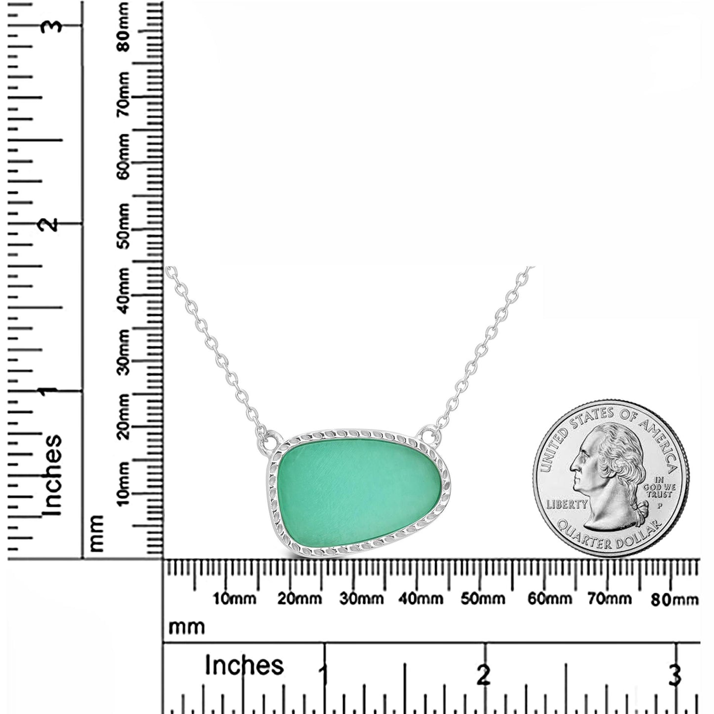 GEMISTRY Womens 925 Sterling Silver Genuine Amazonite Pendant Necklace and Birthstone Jewelry Gift For Her. Birthday| Wedding| Anniversary