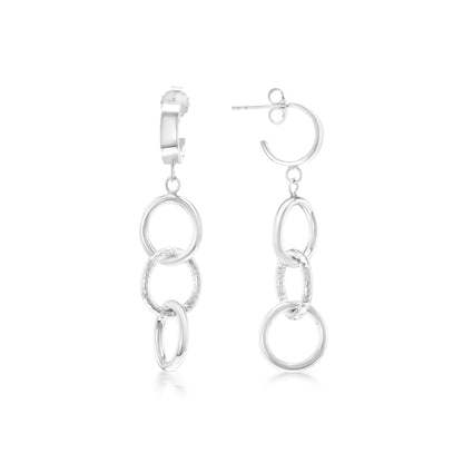 Judy Crowell Jewelry Sterling Silver Diamond Cut Triple Circle Drop Earrings