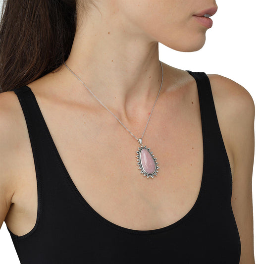 GG Collection Sterling Silver Fancy Pink Opal Pendant Necklace