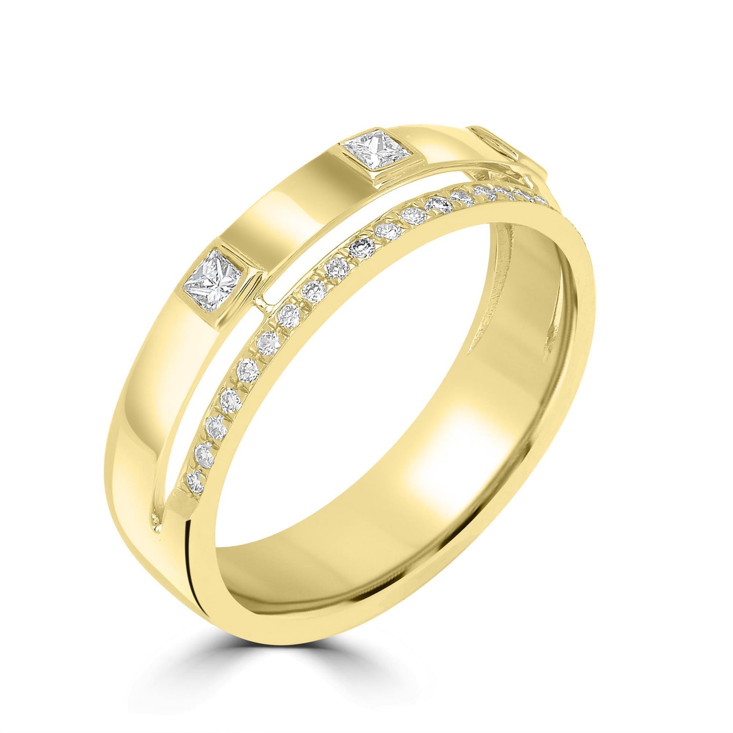 14K Gold Round Diamond Band Ring, .24 Carat, Sizes 6 to 8