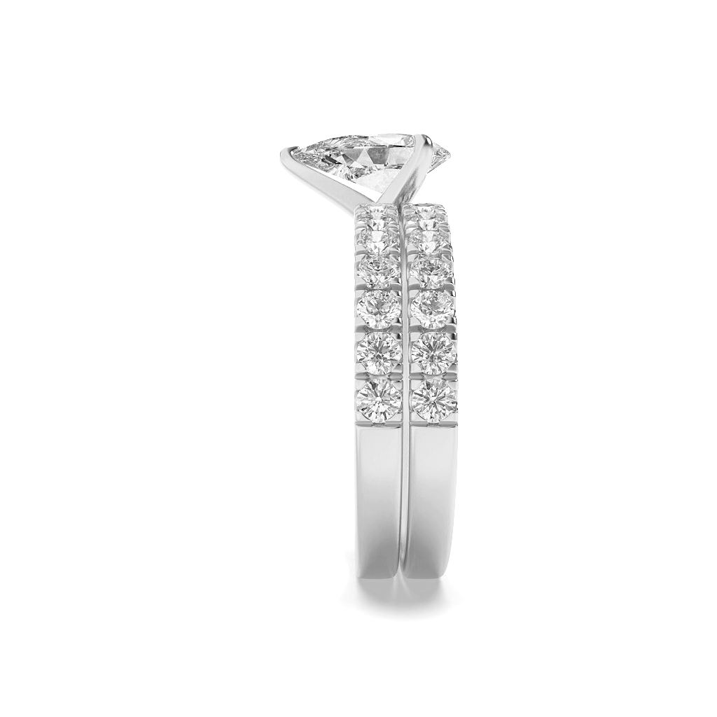 14K White Gold Lab Grown Diamond 2.0 CTTW Pear Cut Center Stone Wedding Set