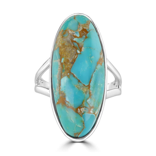 GG Collection Sterling Silver Sonoran Turquoise Oval Ring, Sizes 5 and 6